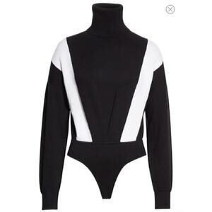 NEW RtA Isla Colorblock Bodysuit Women's Black White Size M